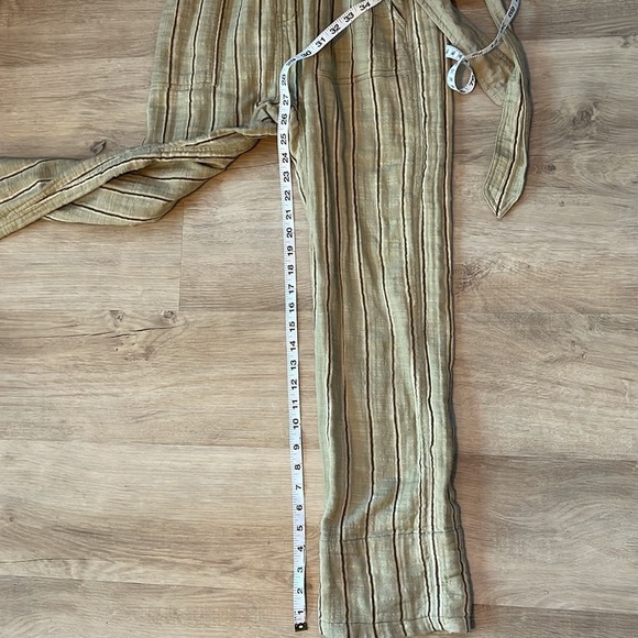 $128 NWT FREE PEOPLE ONE BALLAST STRIPED BELTED OVERALL JUMPSUIT MOSS Sz S - Picture 5 of 11